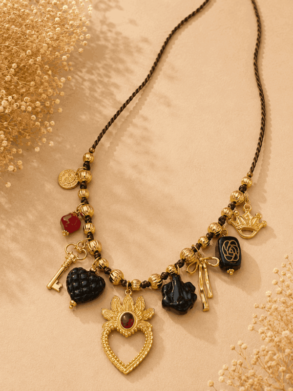 Collar corazon+abalorios